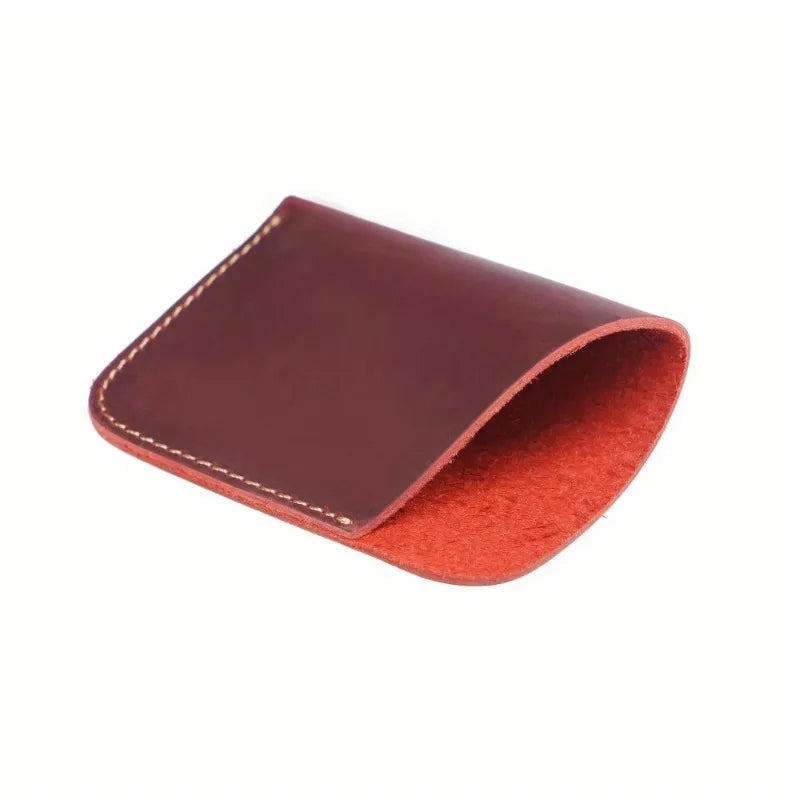 Vintage Cowhide Leather Wallet – Hand-Stitched Card Holder Leather Wallet Babs Red