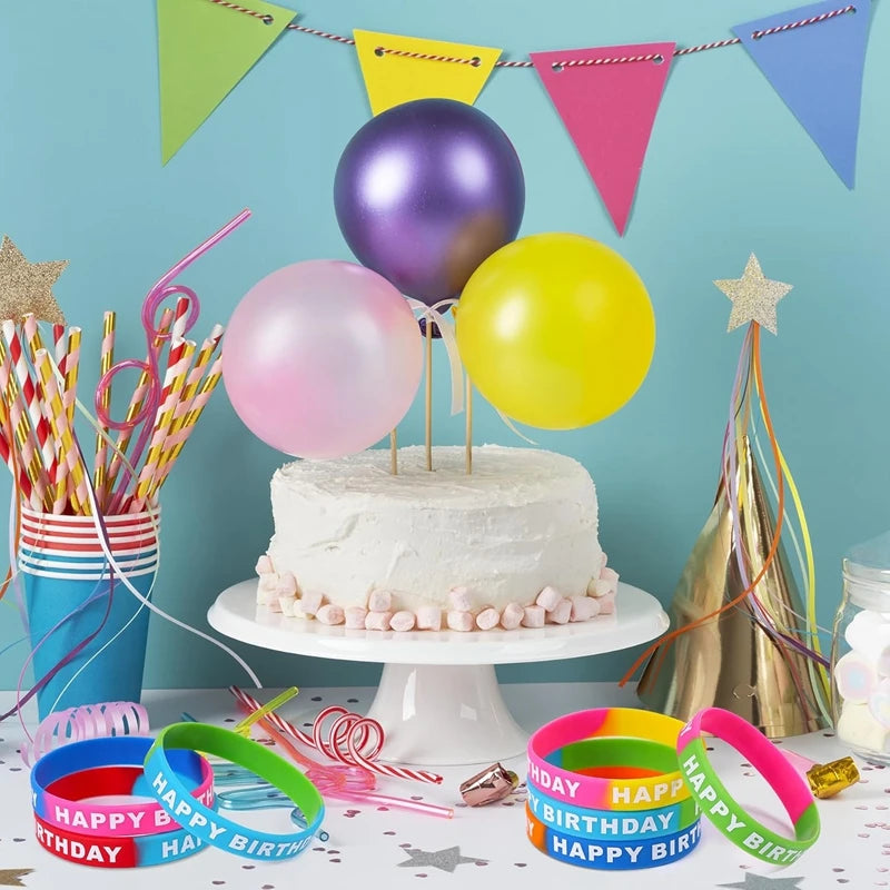 Happy Birthday Rubber Bracelets Kids Party Favors 10/20 Pcs Party Favor Bracelets Babs