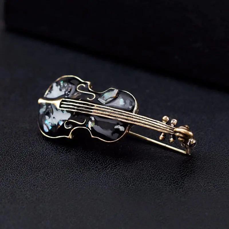 Vintage Rhinestone Musical Brooch Pin – Guitar, Cello & Violin Rhinestone Brooch Pin Babs