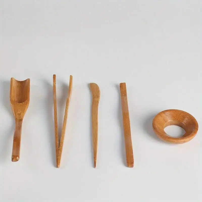 5-Piece Bamboo Tea Ceremony Utensils Set – Spoon, Clip & More Tea Ceremony Utensils Babs