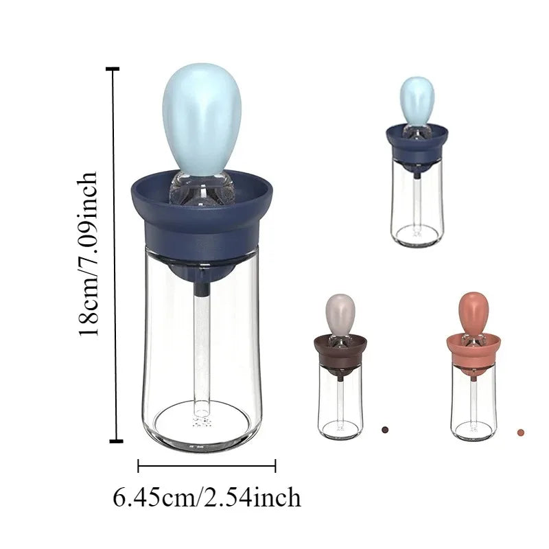 Silicone Oil Bottle with Brush – BBQ & Kitchen Dispenser Oil Bottle Brush Babs