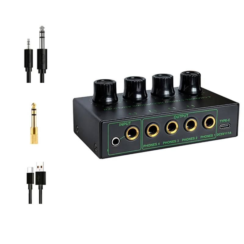 HZ400 4-Channel Stereo Headphone Amplifier | Low Noise Headphone Amplifier Babs Black SET 2 NONE