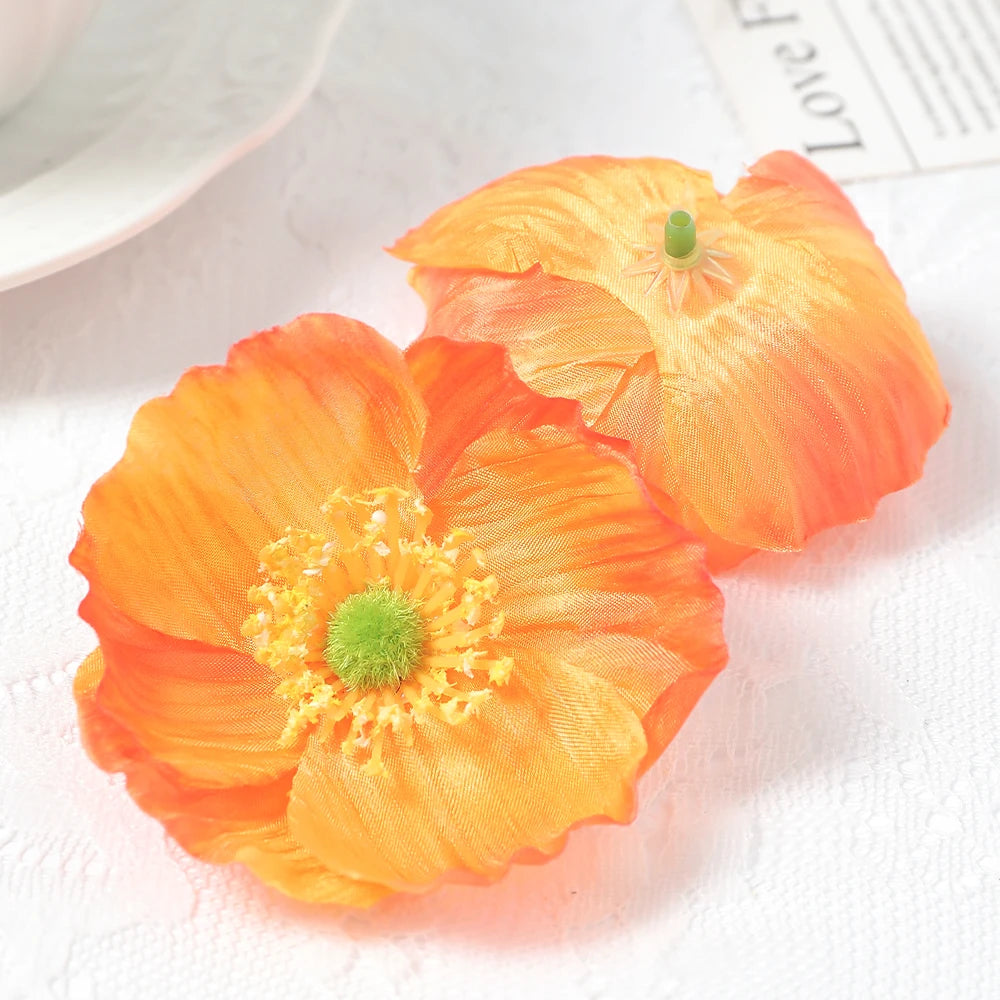 Silk Rose Flower Heads 10/20 Pcs – Wedding & DIY Decor Artificial Flower Heads Babs Orange 20Pcs