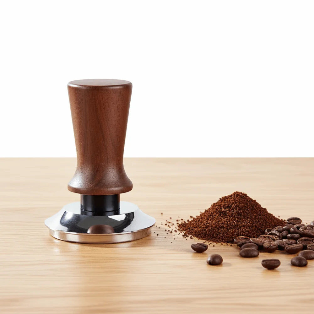 51/53/58MM Coffee Tamper – Wood Handle & Spring Leveler Coffee Tamper Babs