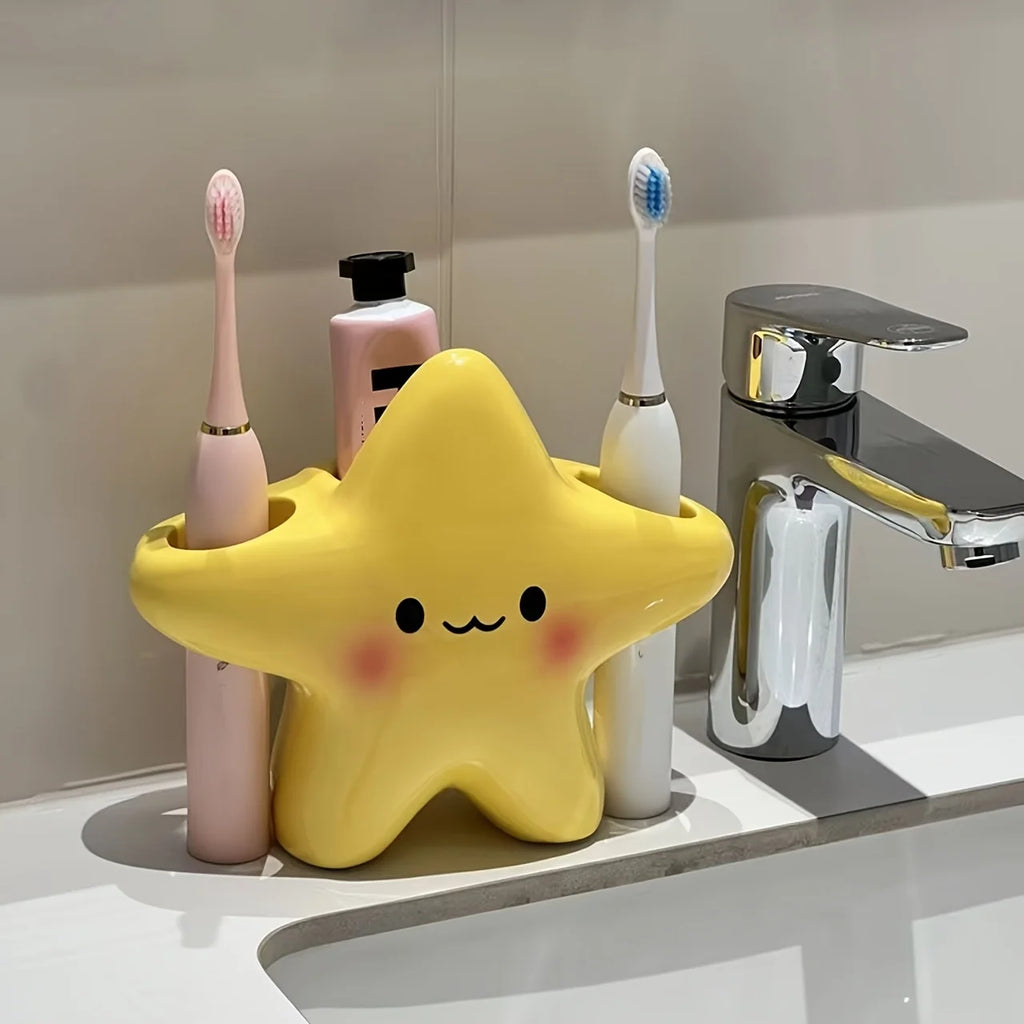 Star-Shaped Toothbrush Holder – Cute Freestanding Bathroom Organizer Toothbrush Holder Babs