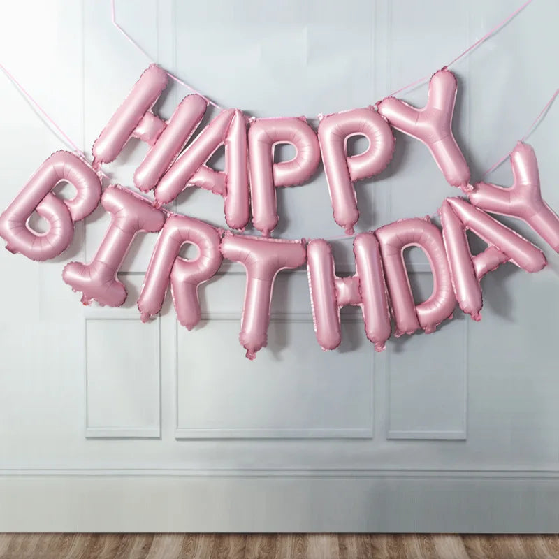 Gradient Rainbow Happy Birthday Foil Letter Balloons Party Decor Foil Letter Balloons Babs ROSE RED As show