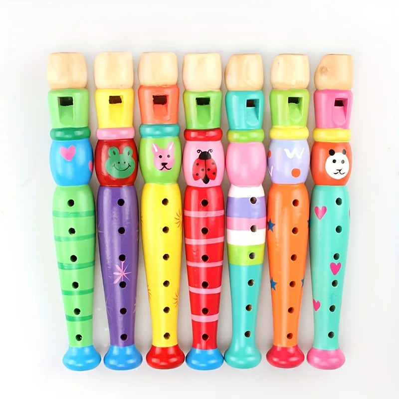 Wooden Cartoon Flute for Beginners – 6-Hole Music Gift Wooden Beginner Flute Babs