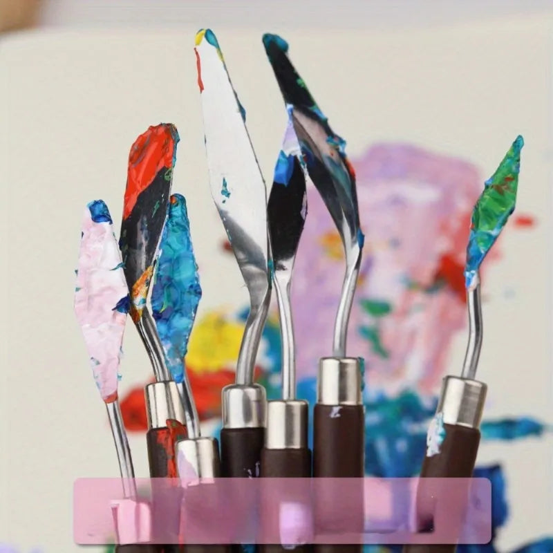 7-Piece Stainless Steel Palette Knife Set for Artists & Crafters Palette Knife Set Babs