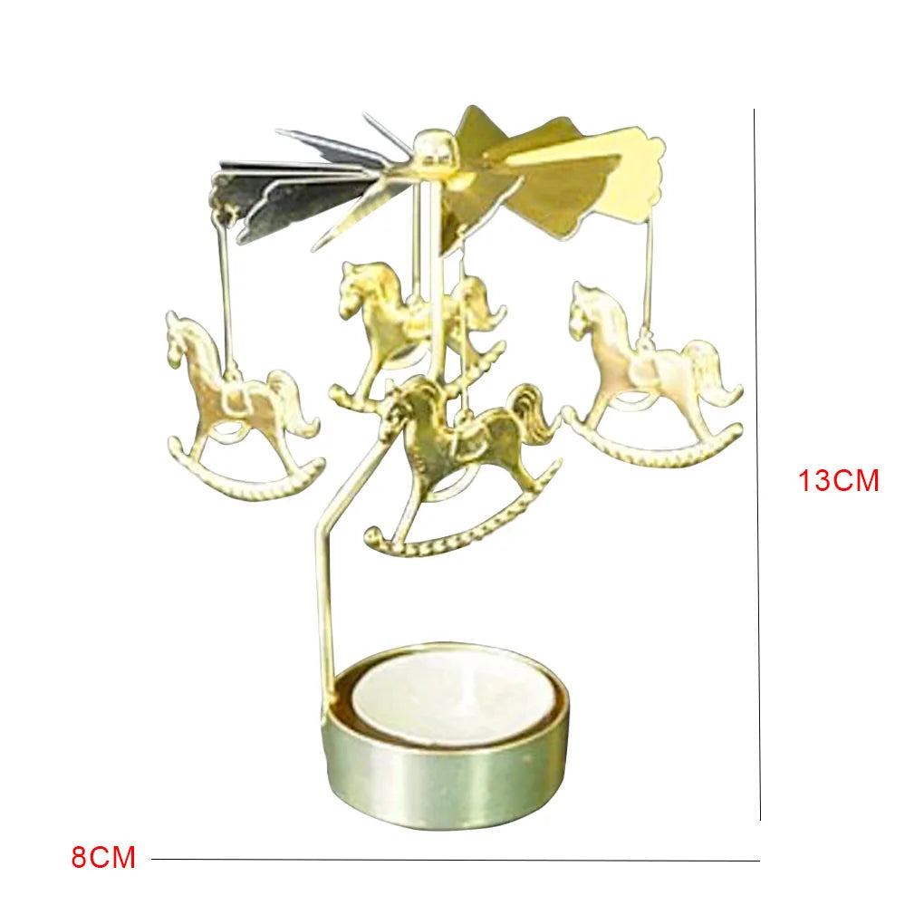 Rotating Carousel Tea Light Candle Holder – Gold & Silver Candle Holder Babs