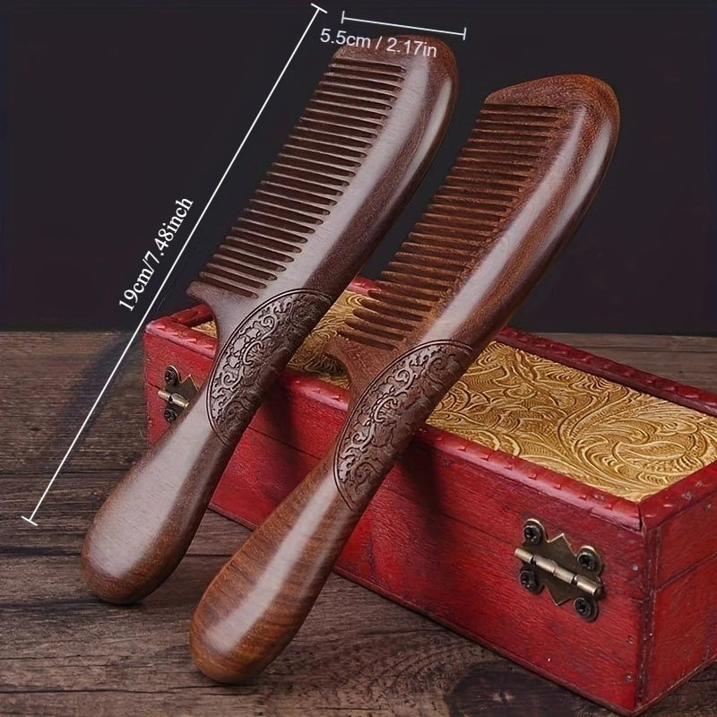 Vintage Sandalwood Double-Sided Comb – Detangle & Style Hair Styling Comb Babs