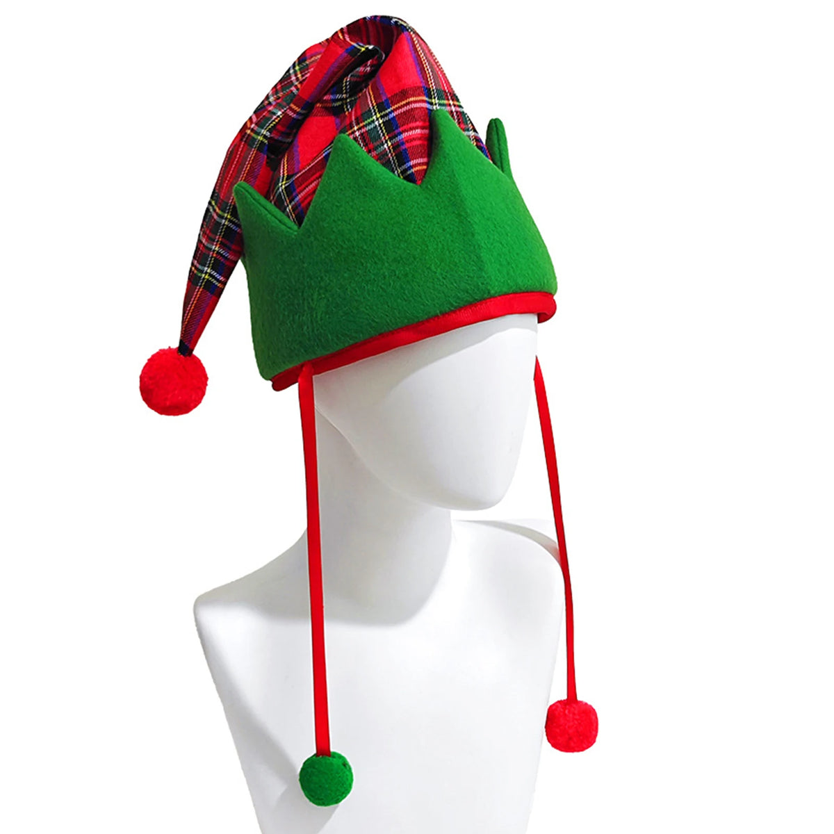Long Striped Plush Elf Christmas Hat – Funny Party Hat Holiday Costume Hat Babs