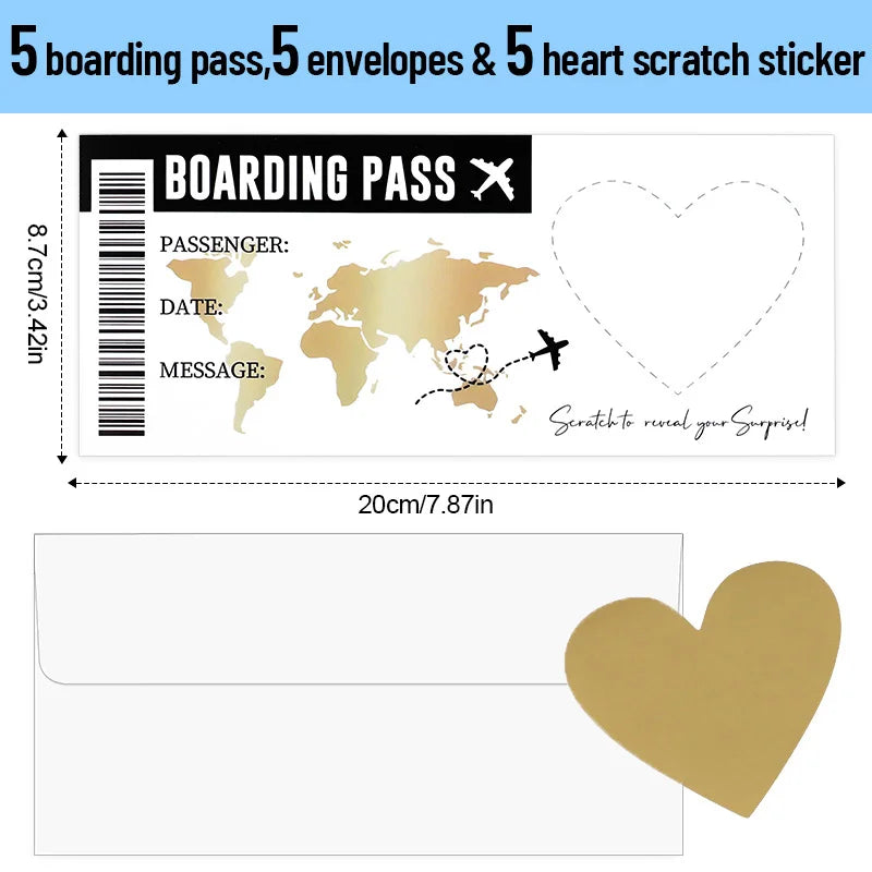 Boarding Pass Scratch Off Game Card Set with Envelope – Gift Scratch Off Game Card Babs Gold B