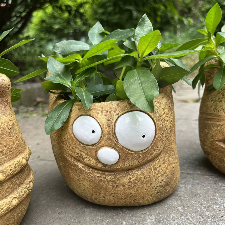 Funny Expression Flower Pot – Novelty Garden Statue Decor Novelty Flower Pot Babs
