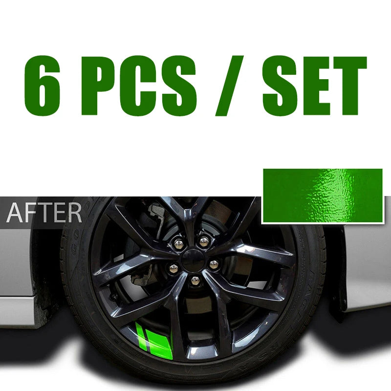 6Pcs Reflective Wheel Rim Vinyl Decals – Racing Stripe Stickers 16–21" Wheel Rim Decals Babs green