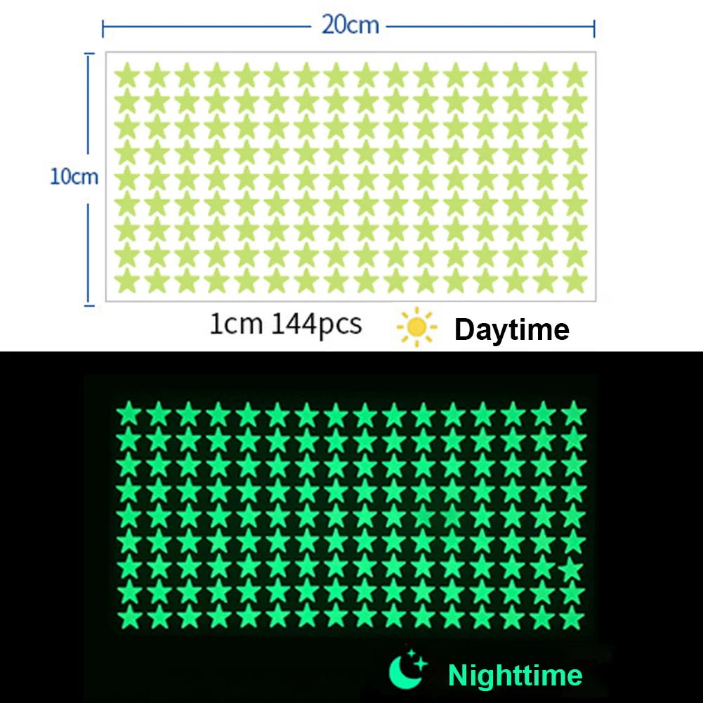 Glow in the Dark 3D Star Wall Stickers – Kids Room Decor Wall Stickers Babs YG209 144pcs