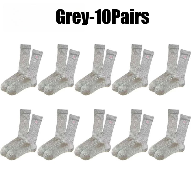Girls Lace Bow Ruffle Socks – Breathable Knit Mid-Calf Lace Ruffle Socks Babs Grey-10Pairs One Size