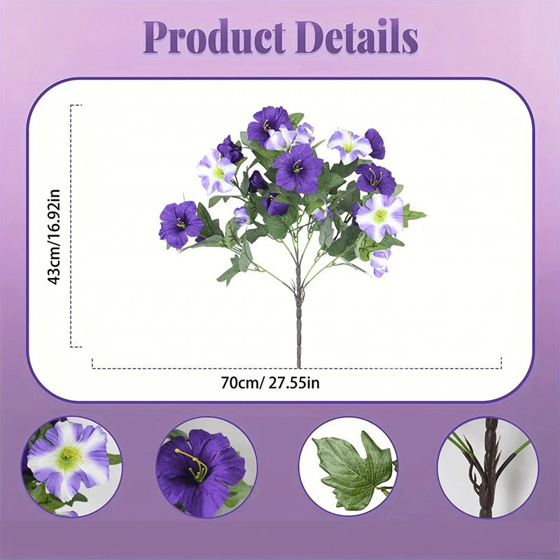Purple Silk Morning Glory Fake Flower Bouquet | Wedding & Home Decor Artificial Flower Bouquet Babs Purple