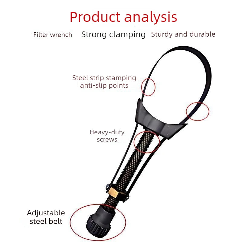 Adjustable Steel Belt Oil Filter Wrench – Universal Car Tool Oil Filter Wrench Babs