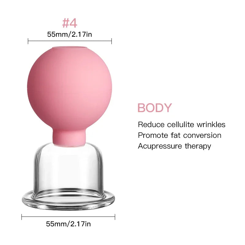 Vacuum Cupping Massage Cups – Face & Body Skin Lifting Tool Cupping Massage Tool Babs Pink-5.5cm