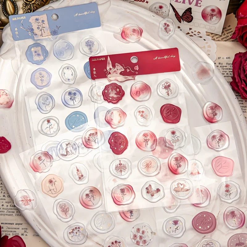 15pcs Rose Wax Seal Stickers for Scrapbooks & Envelopes Wax Seal Stickers Babs