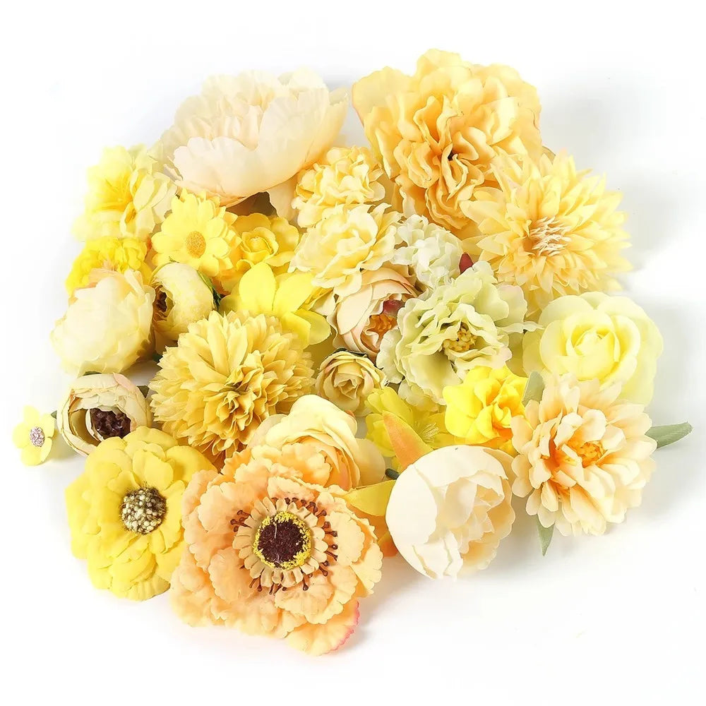Yellow Silk Artificial Rose Heads – Wedding & Home Décor DIY Artificial Silk Flowers Babs