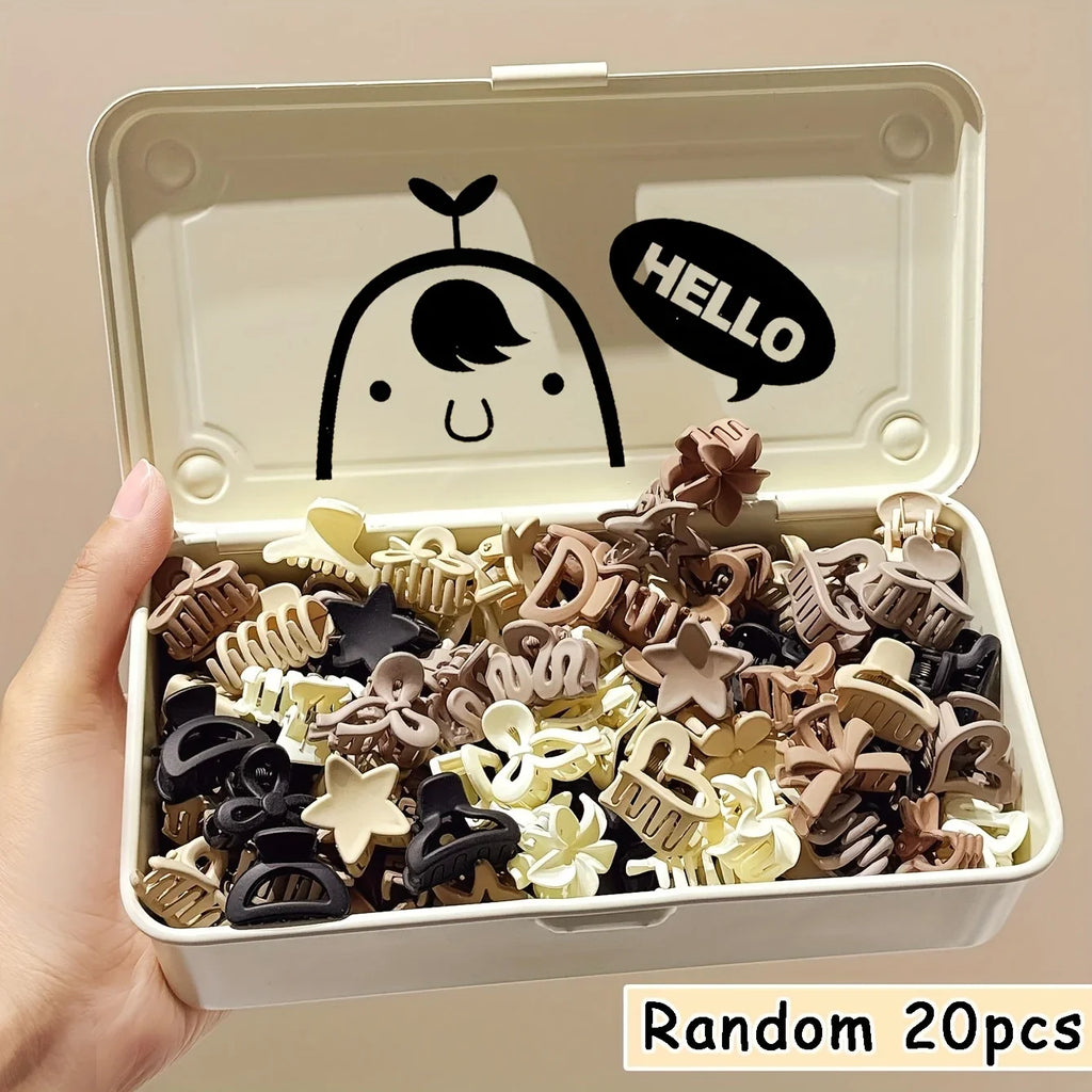 Beige Mini Hair Clips for Girls – 10/20/30 Pc Mixed Pack Hair Claw Clips Babs Brown 20 pieces