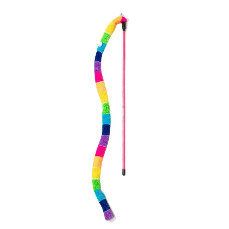 Interactive Cat Teaser Wand – Colorful Plush Feather Rod Toy Cat Teaser Wand Babs