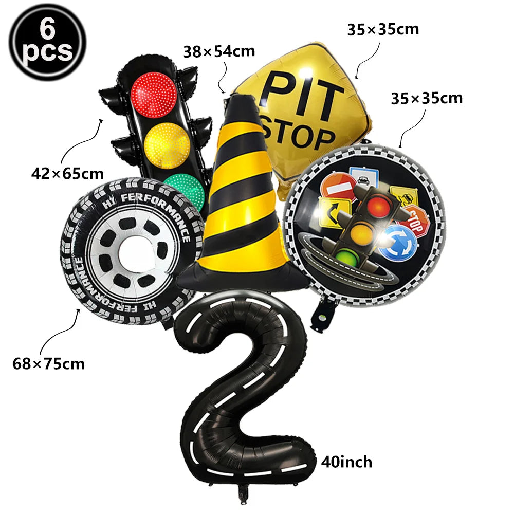 6-Piece Race Car Balloon Kit – Racing Birthday Party Decor Party Balloon Kit Babs B Number 2 As picture show