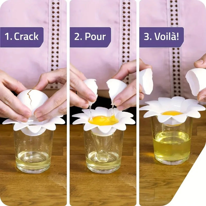 Flower Egg Yolk & White Separator – Fun Kitchen Tool Egg Separator Tool Babs