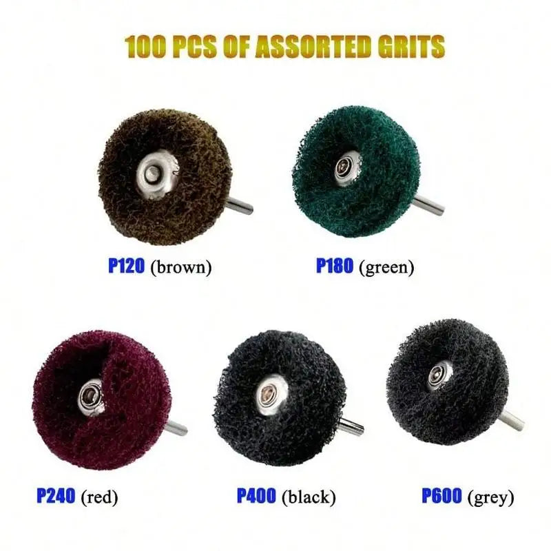 100-Pack Abrasive Buffing Polishing Wheels – 5 Grits for Metal Abrasive Buffing Wheels Babs