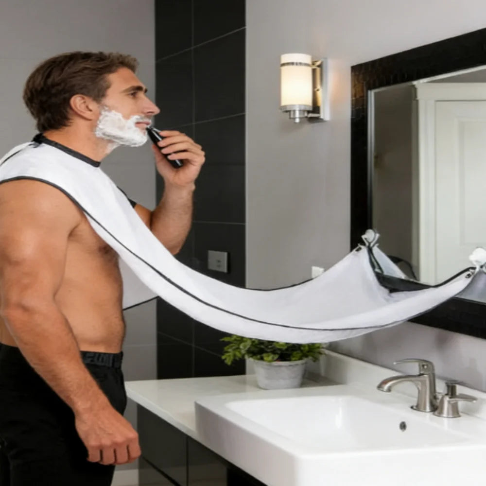 Men's Shaving Apron Beard Catcher Cape Bib – White Shaving Grooming Apron Babs