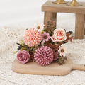 Autumn Silk Artificial Flower Bouquet – Roses, Hydrangea & Daisies Artificial Flower Bouquet Babs Cameo Brown 1PC