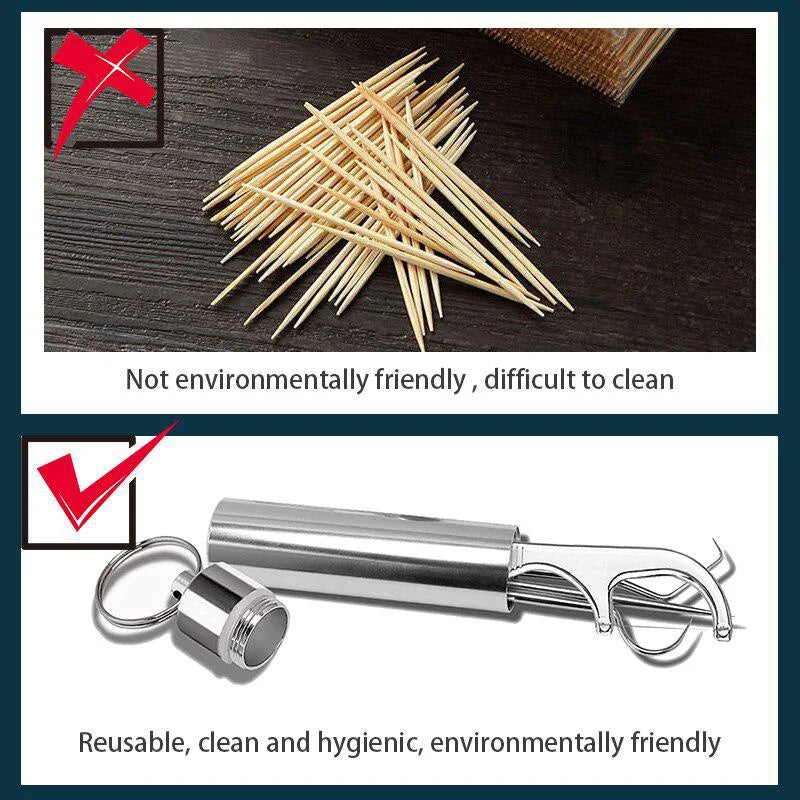Reusable Stainless Steel Toothpick Set – Portable Oral Cleaner Reusable Toothpick Set Babs