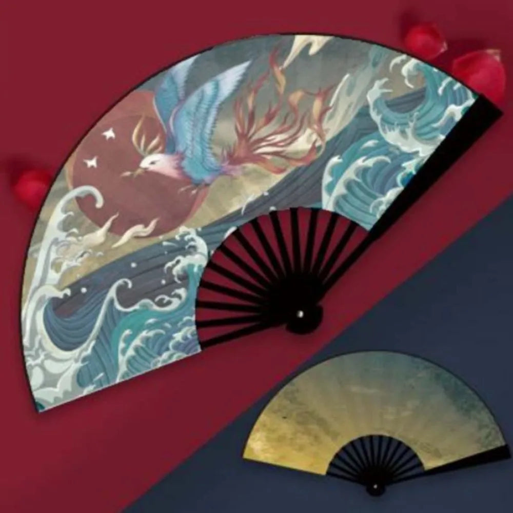 Oriental Mythology Taffeta Folding Fan – Vintage Chinese Style Decorative Folding Fan Babs mythical bird