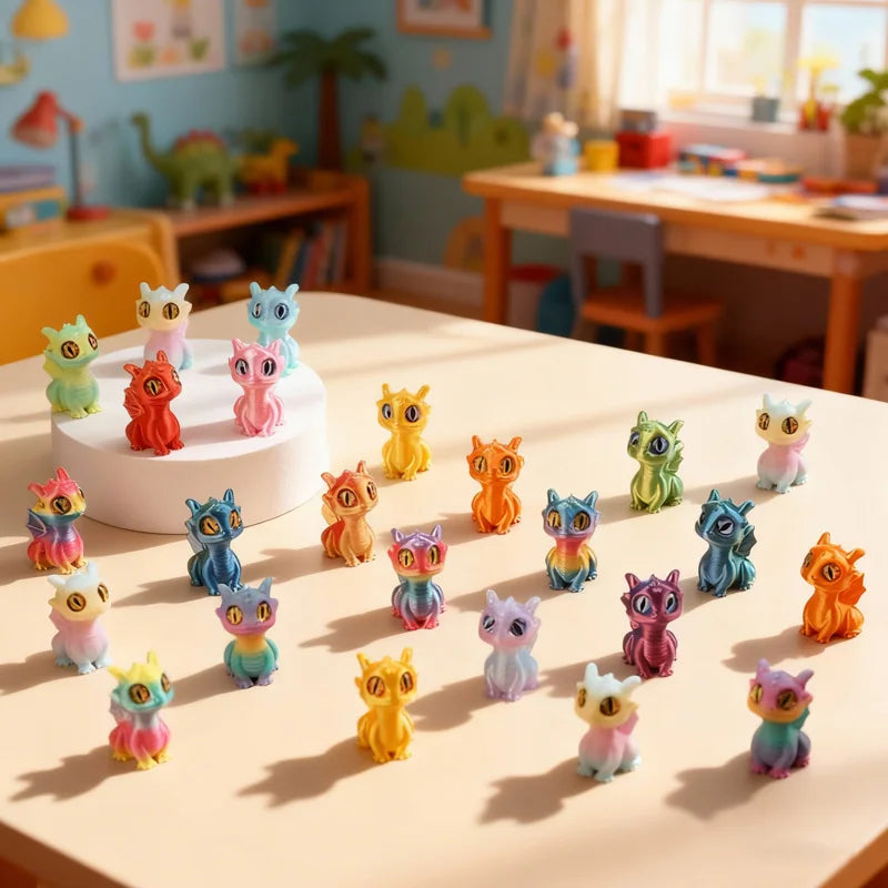 Mini Dragon Figurines 5/10/20Pcs – 3D Printed Party Favors Dragon Figurines Set Babs