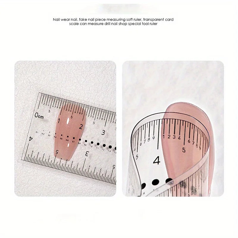10pcs Clear PVC Soft Nail Ruler – Transparent Nail Sizing Tool Nail Sizing Ruler Babs