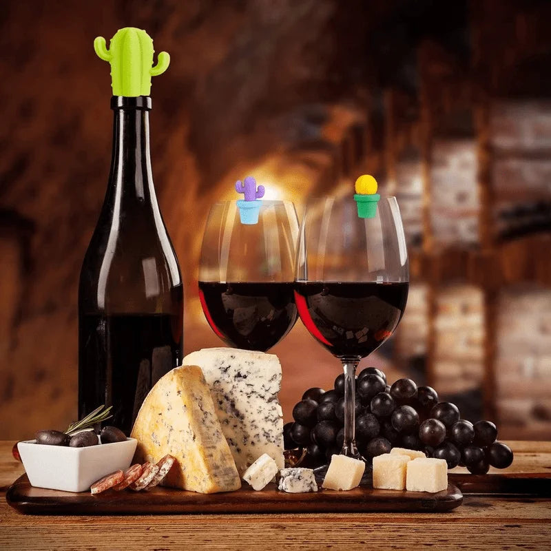Cactus Silicone Wine Bottle Stopper & Glass Label Marker Wine Bottle Stopper Babs
