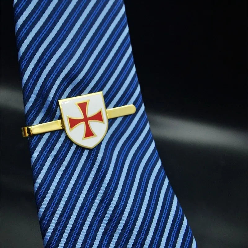 Knights Crusader Cross Shield Metal Tie Clip | Suit Badge Metal Tie Clip Babs