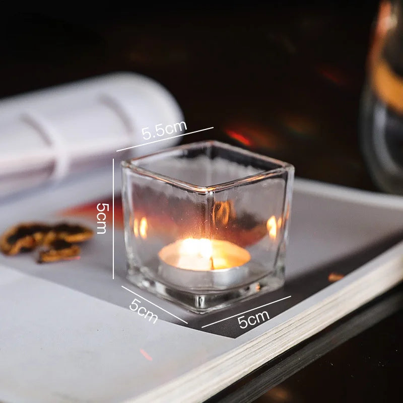 Square Glass Candle Holder – Home, Dining & Event Décor Glass Candle Holder Babs transparent