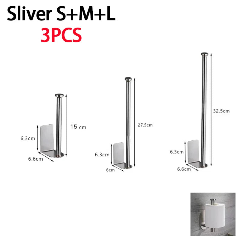 Under Sink Paper Towel Holder Stainless Steel Organizer Rack Kitchen Storage Rack Babs Sliver-S M L-3Pcs