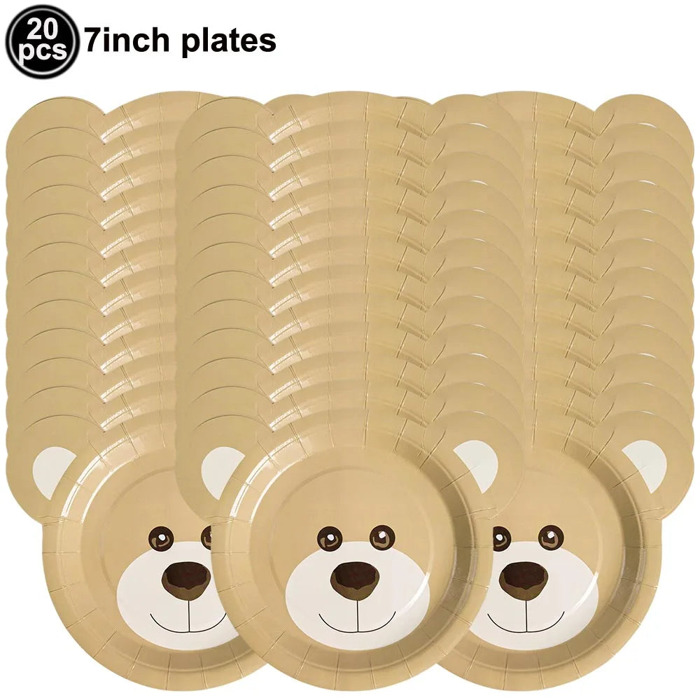 Teddy Bear Party Supplies – Plates, Napkins, Balloon & Decor Party Supplies Set Babs MINT GREEN