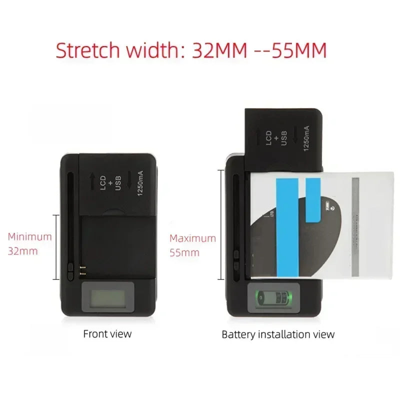 Universal 2-in-1 LCD Battery Charger with USB – US/UK/EU Plug Battery Charger Babs