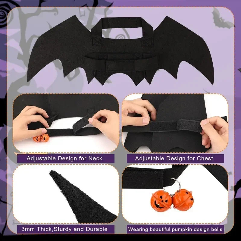 Bat Wing Pet Costume – Cat & Dog Halloween Cosplay Cape Pet Costume Cape Babs