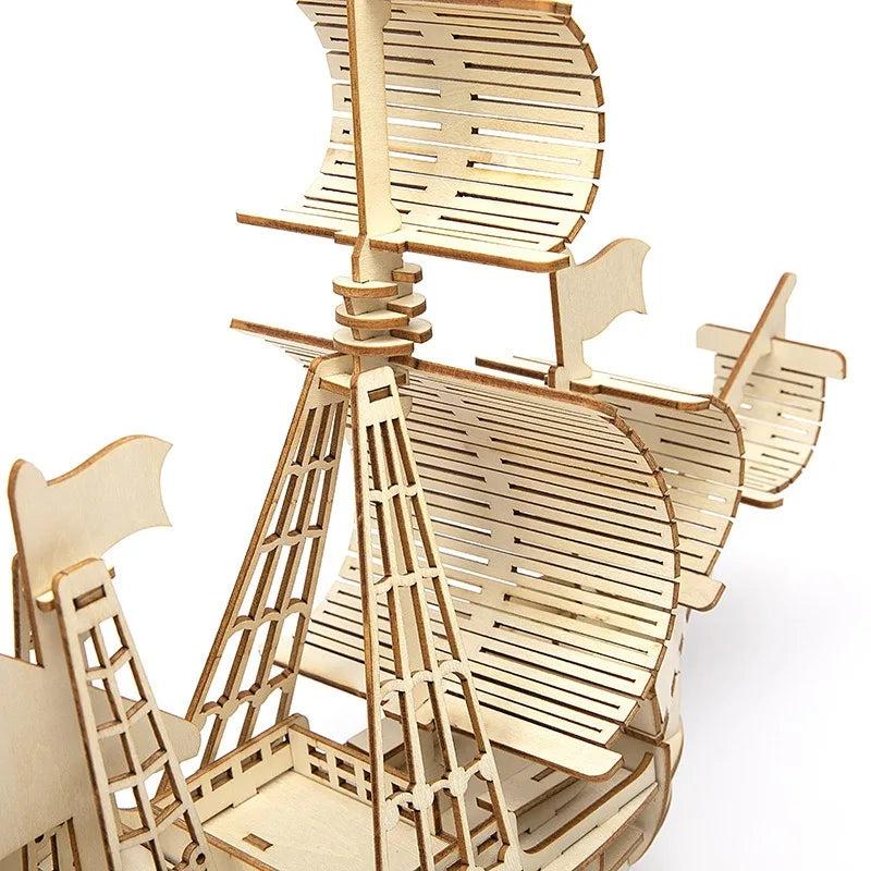 3D Sailboat Wooden Puzzle Model – DIY Assembly Craft Kit 3D Wooden Puzzle Babs