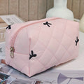 Quilted Floral Makeup Bag – Large Travel Cosmetic Bag Set Travel Cosmetic Bag Babs Pink
