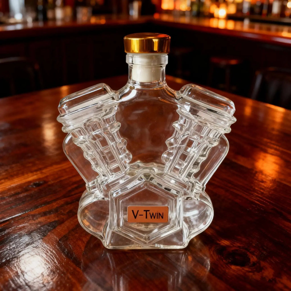 Motorcycle Engine Whiskey Decanter | V-Twin Crystal Glass Whiskey Decanter Babs