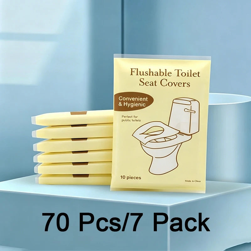 10-Pack Disposable Toilet Seat Covers – Flushable & Travel-Ready Disposable Toilet Cover Babs 70pcs