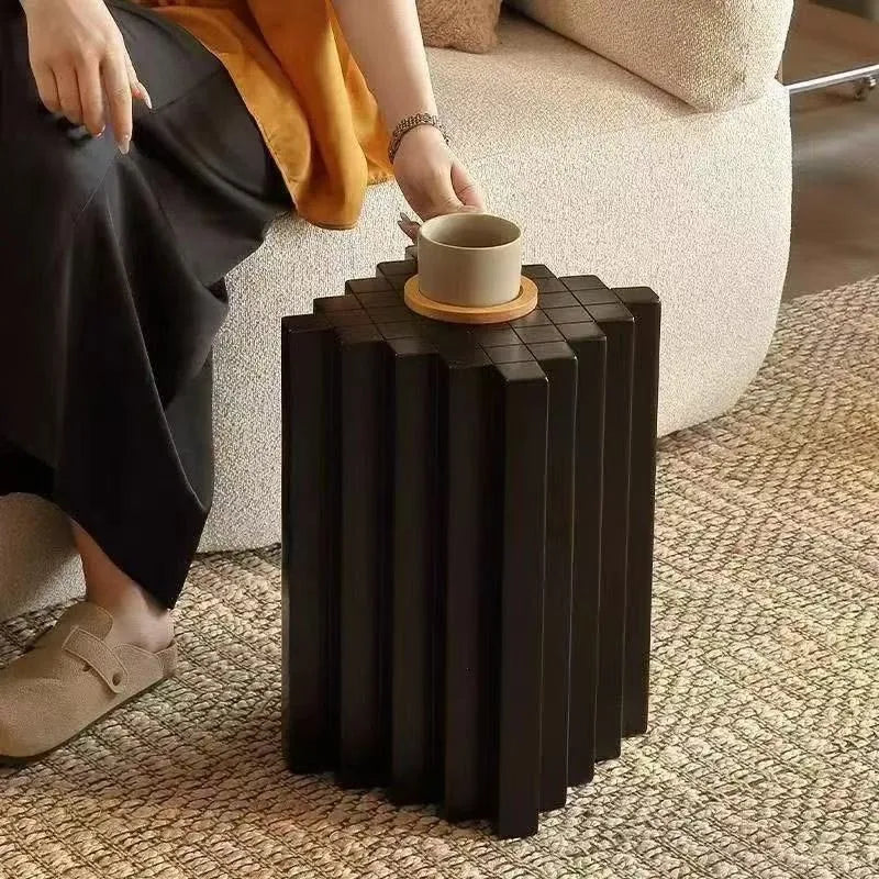 Solid Wood Square Side Table – Vintage Modern Coffee Table Wood Side Table Babs Black
