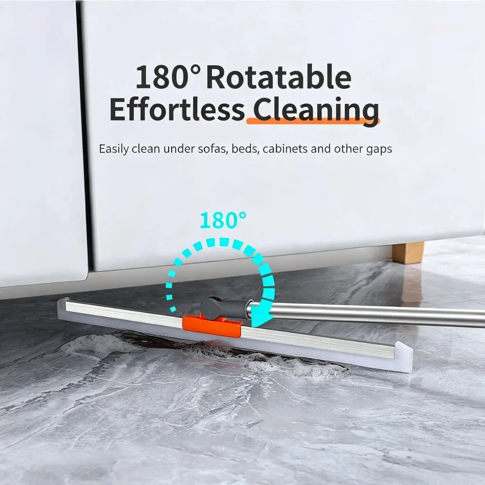 Telescopic Squeegee Broom – Wide Silicone Blade, 180° Rotation Floor Squeegee Broom Babs