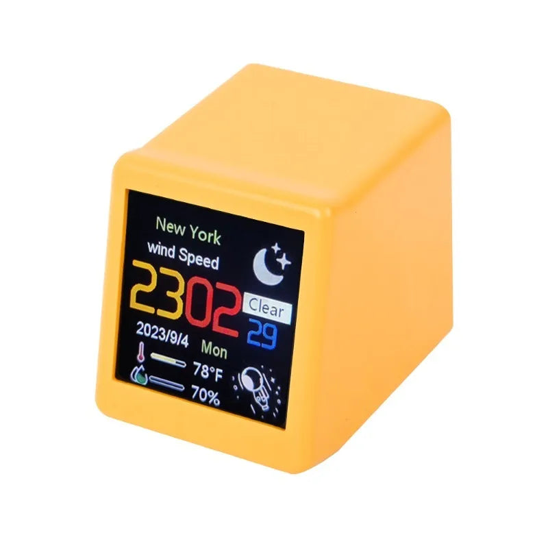 Smart WiFi Weather Desk Clock – Mini LCD Digital Table Clock Smart Desk Clock Babs Yellow